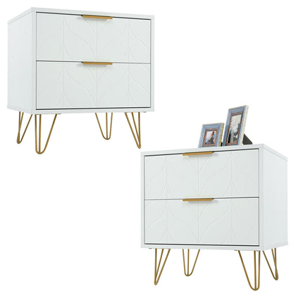 2 Drawer Bedside Tables Set of 2 Cabinet Bedroom Furniture Storage Nightstand