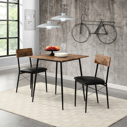 Dining Table and Chairs with PU Leather Set Kitchen Breakfast Bar Furniture HT