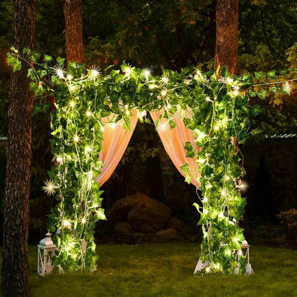 Artificial Ivy Leaf Garland Fairy Lights Outdoor Solar Garden Lights Wedding Dec