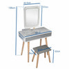 White Dressing Table Stool Set Makeup Vanity Unit LED Lighted Mirror w/Drawers