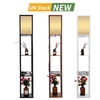 220V Modern Shelf Floor Lamp with 3-Tier Shelves Wooden Hallway Storage UK