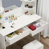 White Dressing Table Makeup Vanity Desk w/ 2 Drawers Mirror Stool LED Light Set