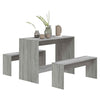 Grey Modern Dining Table 2 Bench Seat Space Saving Kitchen Furniture Set Chairs