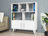 Corner White 5 Shelves Bookcase Shelving Display Storage Unit 2 Doors Organizer