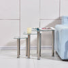 Clear Modern Glass Nest of 3 Tables Side End Corner Sofa Table Set Cara Coffee