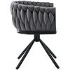 Rotatable Velvet Dining Chair with Metal Legs Kitchen Chair Swivel Modern Grey
