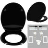 WC Toilet Seat with Soft Close Duroplast Adjustable Hinge for Family Bathroom