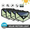 4X 100LED Solar Power PIR Motion Sensor Wall Lights Outdoor Garden Security Lamp