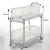 2 Tiers Bathroom Kitchen Storage Basket Shelf Stand with Slide Drawer Organizer