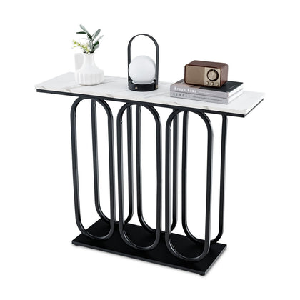 100cm Modern Console Table Faux Marble Narrow Entryway Hallway Table Accent Desk