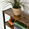 Particle Board Industrial L-Shaped Desk w Shelf Brown