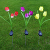 LED Solar 3-Tulip Flower Light Outdoor Waterproof Garden Lawn Stake Lamp UK