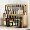 3 Tier Bamboo Wood Kitchen Spice Herb Jar Rack Tidy Organizer with Knives Holder