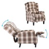 Wing Back Recliner Fireside Checked Fabric Reclining Armchair Sofa Living Room