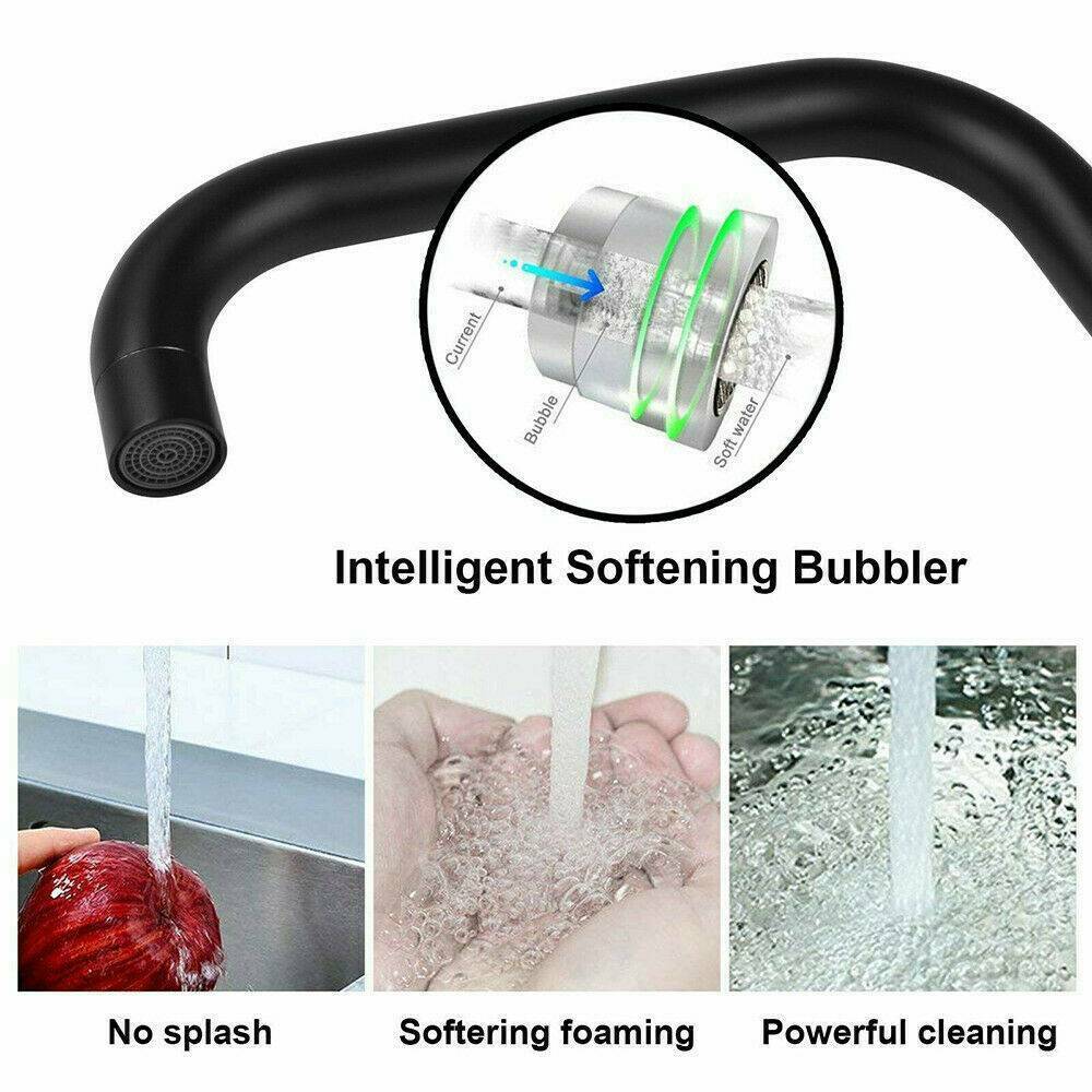 Modern Kitchen Sink Mixer Taps Single Lever Swivel Spout Black Mono Tap Faucet