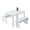 Dining Table and Bench Set Solid Dining Room Unit Kitchen Furniture White Home