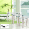 Glass Nest of Tables 3 Clear Black Modern Set Side Lamp End Table