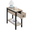 Side Table 2-Tier End Table w/ Drawer Open Shelf Wood Nightstand Stable & Sturdy