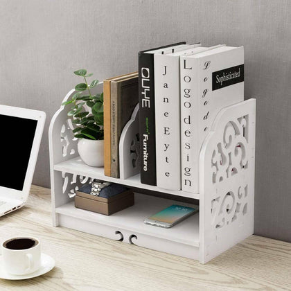 Desktop Bookshelf Storage Organizer Display Shelf Desk Tidy Rack for Home Office