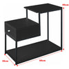 Black Single Drawer Small Side Table Ladder Tiered Shelf Bedside Storage Cabinet
