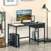 Modern Black Writing Desk Drawer Metal Office Computer PC Laptop Table Storage