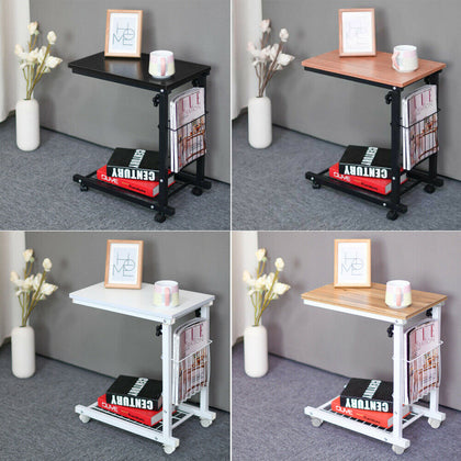 4 Styles Adjustable Sofa Side End Coffee Table On Wheels Laptop Notebook Desk UK