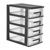 4 Tier Plastic Drawer Storage Box Home Office Desktop Organiser Unit Boxes Black