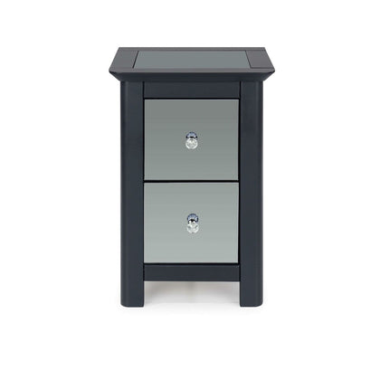 2 Drawer Mirrored Petite Bedside Table Cabinet Bedroom Furniture Nightstand