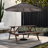 Outdoor Garden Patio Wooden Picnic Table Pub Beer Bar Bench Chair W/Parasol Hole