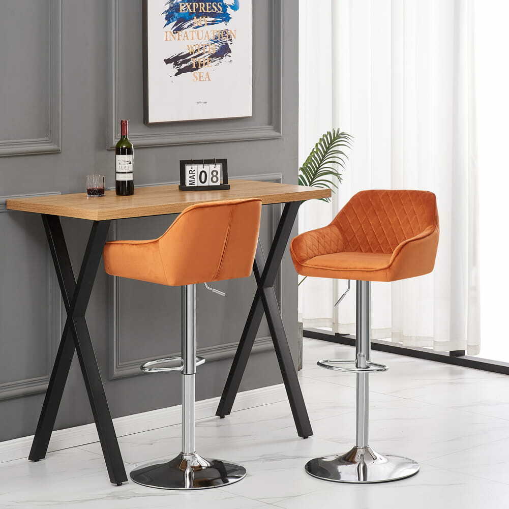 Orange Velvet Orange Stool Chair Miyae Set Of Pleated Burnt Orange