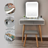 Dressing Table Vanity Set Make up Desk Rectangular LED Light Mirror w/Stool Wood