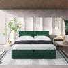 Ottoman Bed with Gas Lift up Storage Double Size Velvet Fabric Bed Frame Green