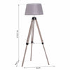 Free Standing Floor Lamp Bedside Light Tripod Holder Fabric Shade Grey