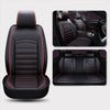 Black Deluxe Car Seats Covers Pu Leather Universal Protector Full Set Front