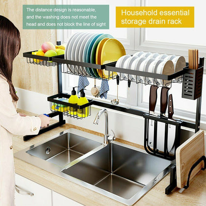 Over Sink Dish Drying Rack Space Saver Utensils Holder Kitchen Storage Organizer