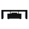 Modern 130cm Front High Gloss TV Stand Unit Cabine LED Light Table Black UK