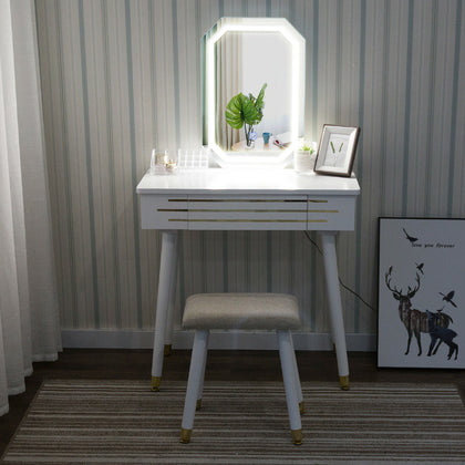 ELECWISH Dressing Table Vanity Set Adjustable LED Light Mirror Makeup Desk Stool