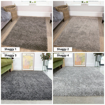 Grey Silver Shaggy Rug Small Large Soft Thick Living Room Rugs Non Shed Shaggy