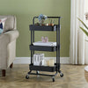 3 Tier Rolling Trolley Metal Utility Cart Kitchen Storage Organizer with Handle