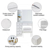 White Dressing Table Stool Vanity Set Makeup Desk 5 Drawers with Sliding mirror