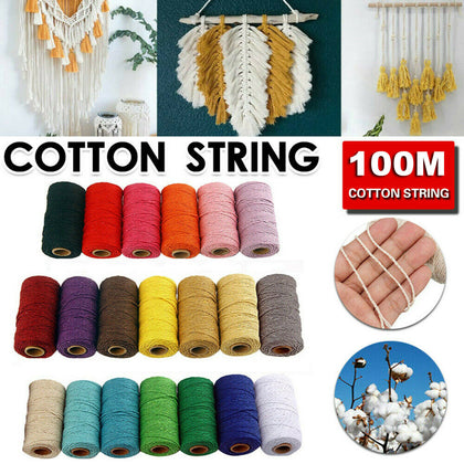 3mm*100m Macrame Rope Cotton Twisted Cord Hand Craft String DIY Home Decor Gift