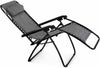 Grey Zero Gravity Recliner Outdoor Chair Garden Sun Lounger W/Holder Patio Deck