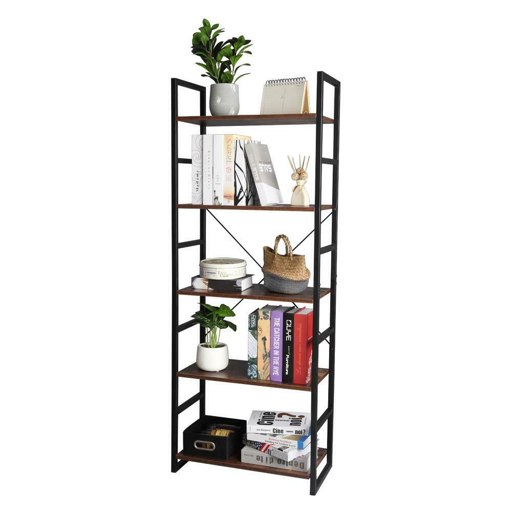 5-Tier Metal Ladder Shelf Bookshelf Storage Rack Plants Display Shelving Unit UK