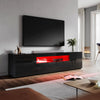 High Gloss 200cm Black TV Stand Cabinet Unit Living Room Furniture with RGB LED