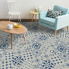 Walplus Blue Floral Motif Hexagon Floor Tiles Stickers, Home Decorations DIY Art