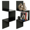 Black 2 Tier Floating Corner Shelf Wall Unit Storage Display Stand Bookcase Book