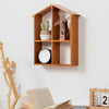 Wall Mounted Storage Cabinet House Shape Shelf Wooden Storage Unit Brown Home