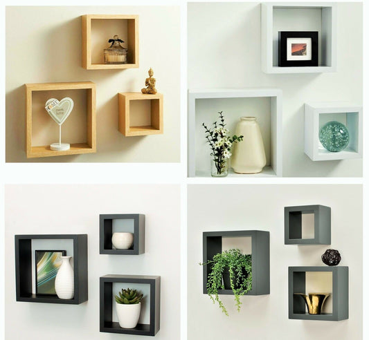 Cali Wall Floating Cube Box Shelf/Shelves Set of 3 Walls Storage Shelving Unit