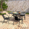 Garden Furniture Set Large Metal Glass Table & Chairs Outdoor Patio Parasol Hole