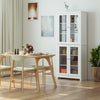 Bookcase Cabinet with 4 Glass Doors Tall Cupboard Free Standing Storage Unit
